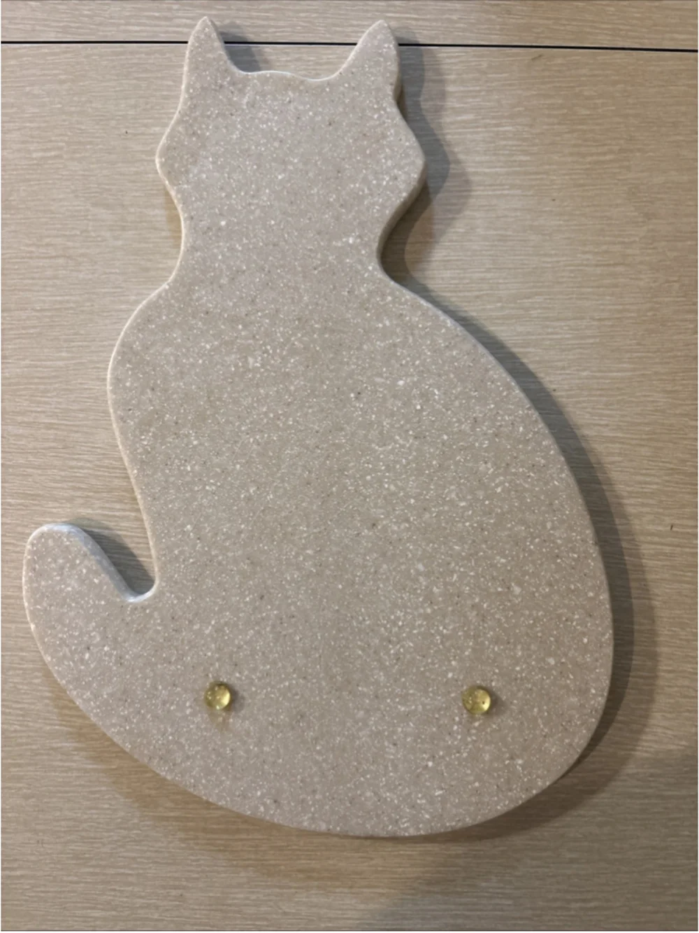Vtg Corian Solid Surface Cat Cutting Board Trivet Speckled Beige Gray Cream 1191